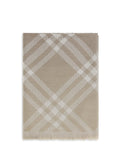 Burberry Check Pattern Wool and Silk Scarf — Beige