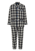 Pijama Hombre Invierno Solapa Algodón Franela Cuadros - Gris 2911_22