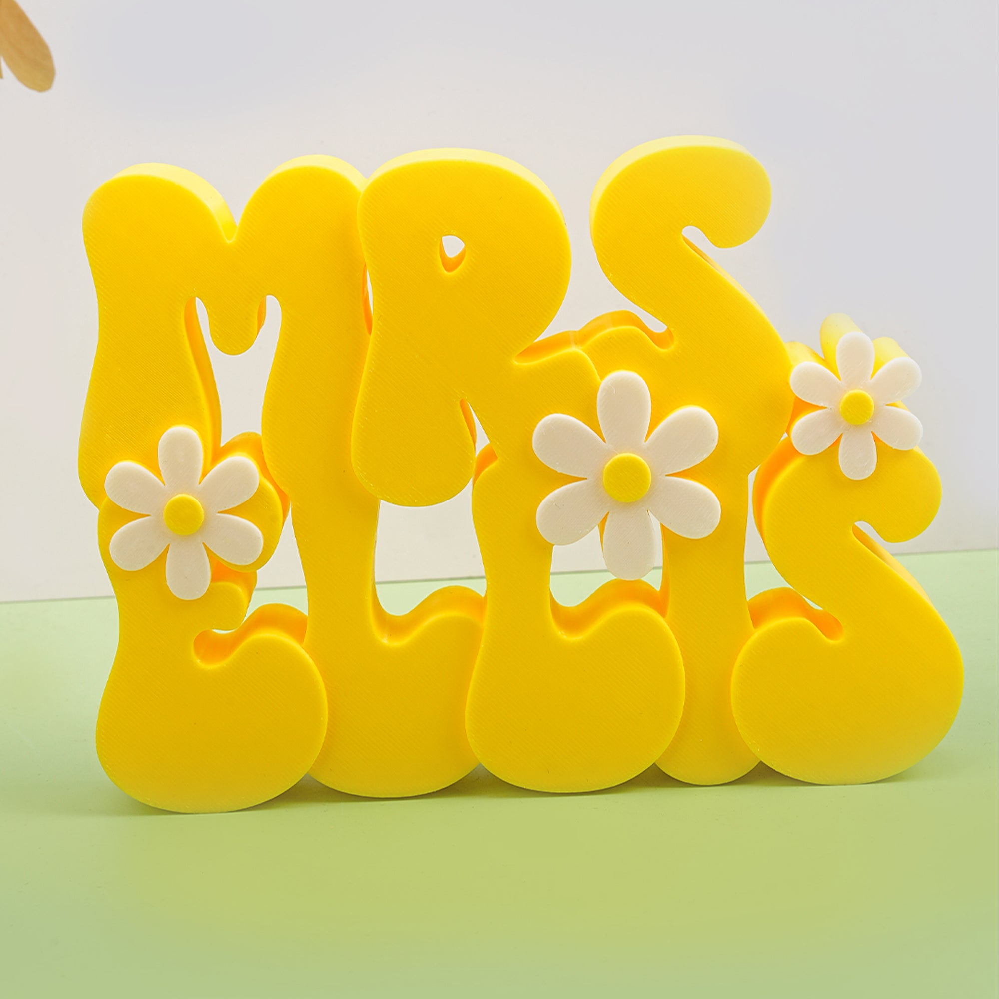 Placa personalizada con nombre para escritorio impresa en 3D multicolor con margarita Decoración de oficina Regalo de agradecimiento de cumpleaños para profesores