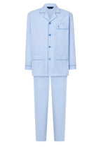 Pijama Hombre Largo Solapa Algodón Popelín Rayas - Celeste 2912_30