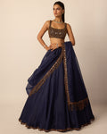 Deep Blue Tassel Dupatta Lehenga Set By KYNAH, Luxury Indian Fashion & Bridal Wear