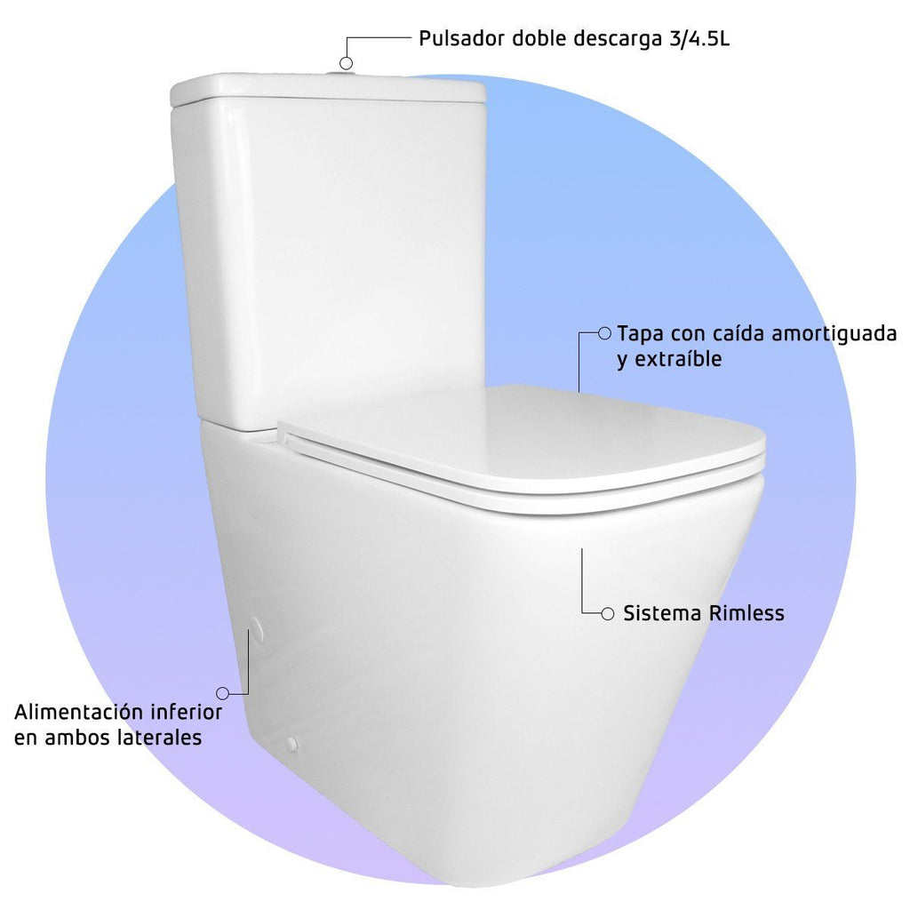 BATHME B000328 FUSSION Inodoro Rimless Completo Blanco
