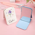 Personalizado Cristal Nacimiento Flor Mariposa PU Cuero Espejo de Maquillaje con Nombre Plegable Viaje Esencial Cumpleaños Aniversario Regalo para Mujeres
