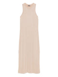 Peserico Ribbed Lurex Maxi Dress — Beige