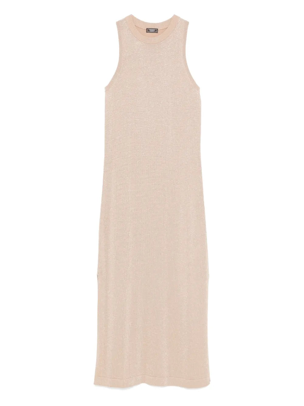Peserico Ribbed Lurex Maxi Dress — Beige