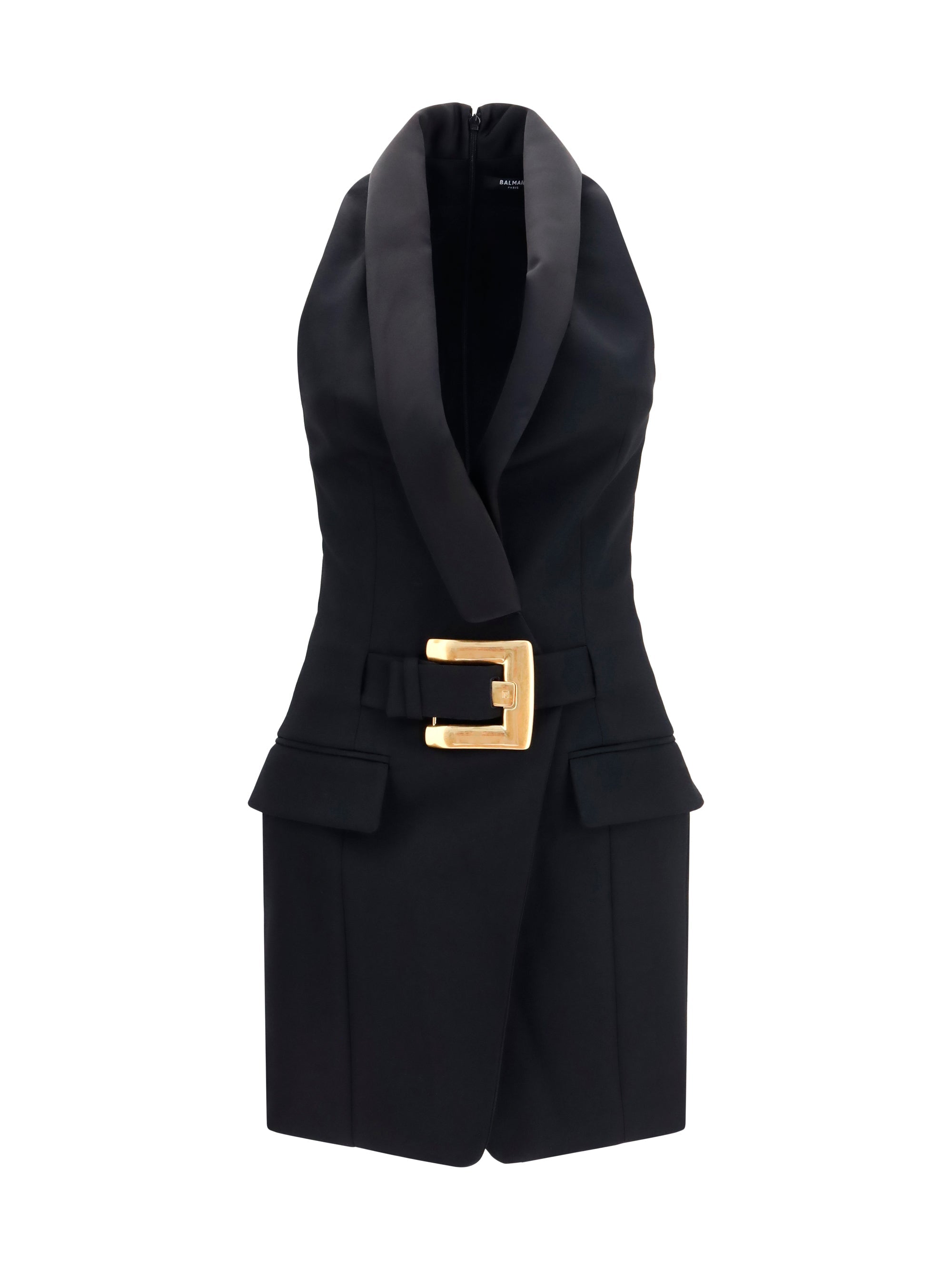 Balmain Grain De Poudre Dress — Black