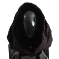Women's Purple Weasel Fur Crochet Hood Scarf Hat Gray