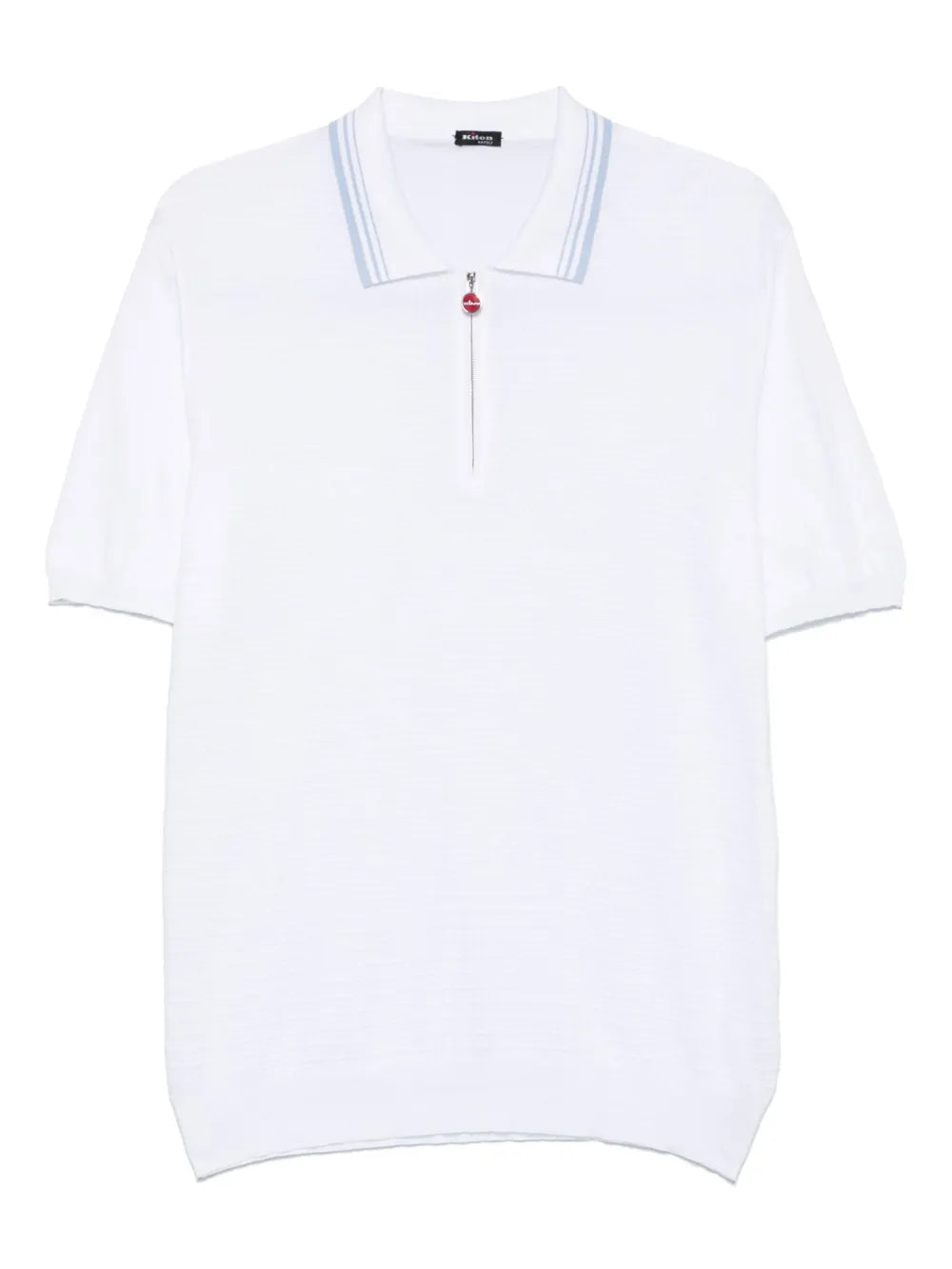 Kiton Textured Cotton Polo Shirt — White