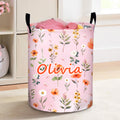 Cesto de la Ropa Personalizado Multicolor Wildflower Impermeable con Asa y Nombre Baby Shower Regalo de Cumpleaños para Niños Madres