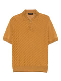 Stefano Ricci Diagonal-Striped Silk-Cotton Polo Shirt — Ochre