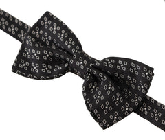 Men's Black White Polka Dot Silk Neck Papillon Tie