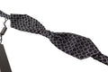 Men's Black White Round Silk Neck Papillon Tie