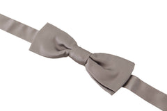 Men's Silver Silk Slim Adjustable Neck Papillon Tie