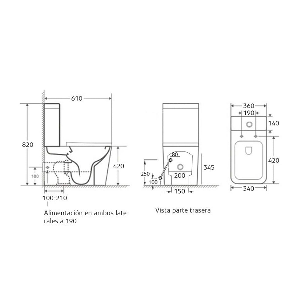 BATHME B000328 FUSSION Inodoro Rimless Completo Blanco