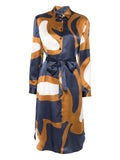 Kiton Printed Silk Dress — navy