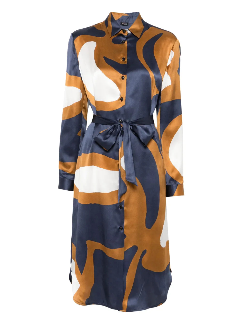 Kiton Printed Silk Dress — navy