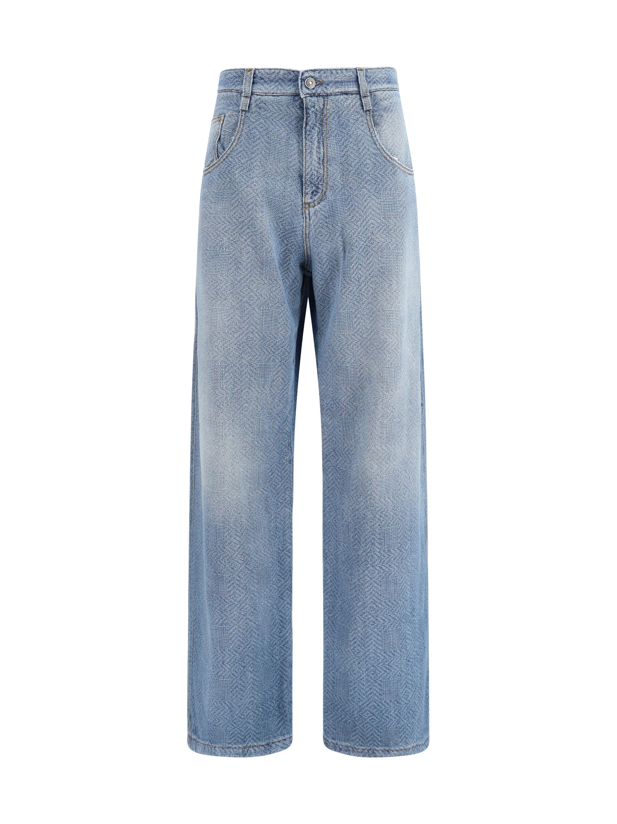 Ermanno Scervino Pure Cotton Resca Pattern Jeans — Blue