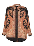 Zimmermann Paisley-Print Silk Shirt — Black