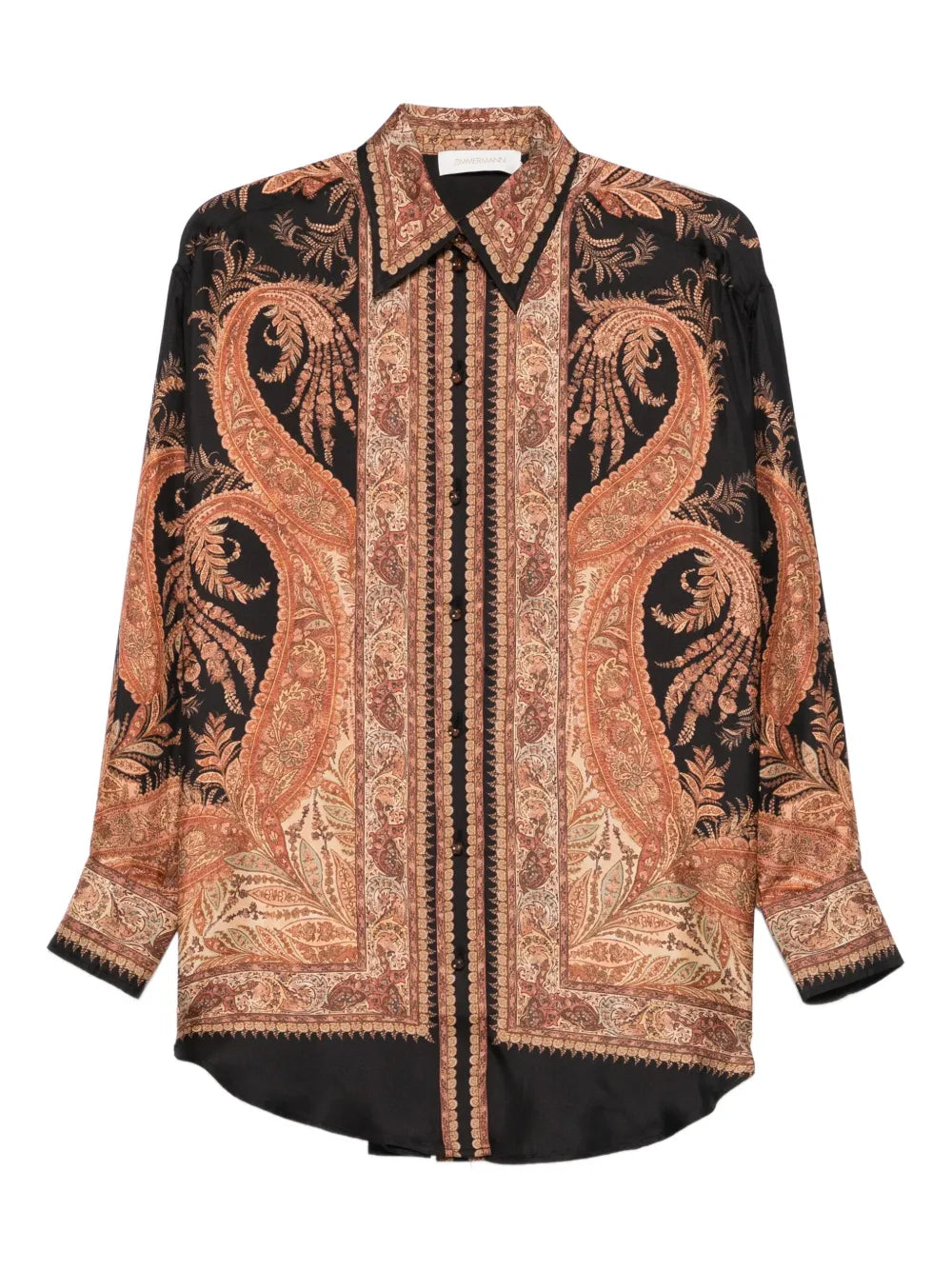 Zimmermann Paisley-Print Silk Shirt — Black