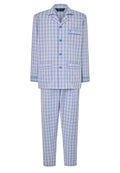 Pijama Hombre Largo Solapa Algodón Popelín Cuadros - Azul 2982_30
