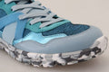 Men's Blue Gray Leather Sport Low Top Sneakers