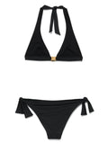 Balmain Jersey Triangle Halterneck Bikini — Black