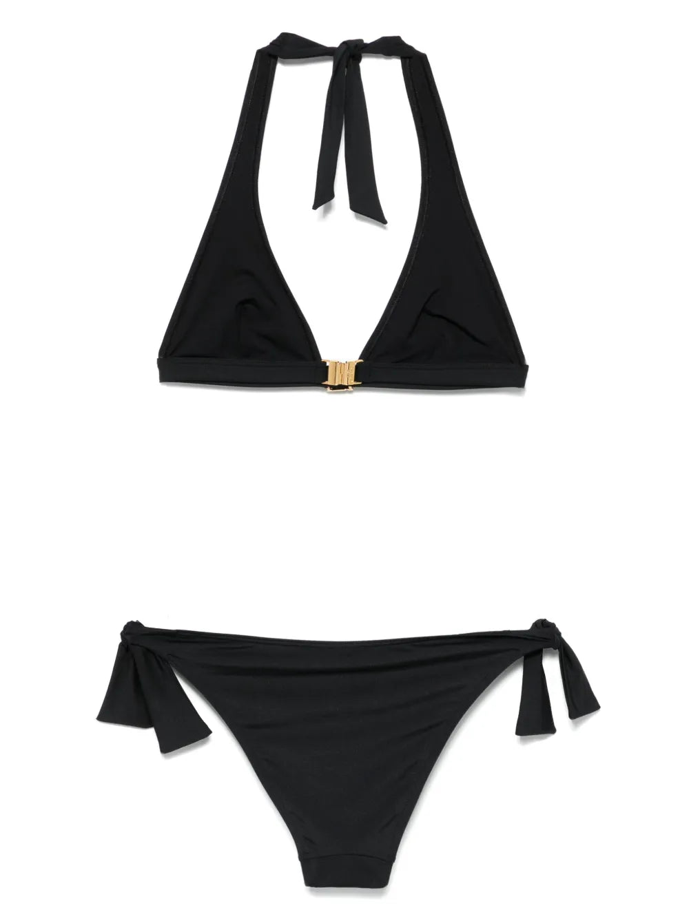 Balmain Jersey Triangle Halterneck Bikini — Black