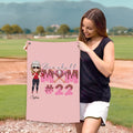 Toalla de béisbol personalizada para mamá con nombre y número Accesorios deportivos portátiles para cumpleaños Regalo para amantes de los deportes de béisbol