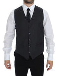 Men's Gray Wool Formal Dress Vest Gilet Weste