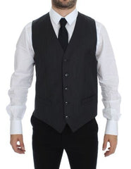 Men's Gray Wool Formal Dress Vest Gilet Weste