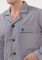 Pijama Hombre Largo Solapa Algodón Popelín Cuadros - Beige 2991_10