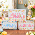 Caja de metal para galletas con nombre para regalo de Pascua para niños en familia