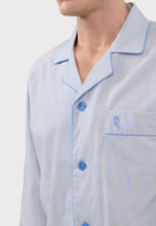Pijama Hombre Largo Solapa Algodón Popelín Rayas - Beige 2992_10