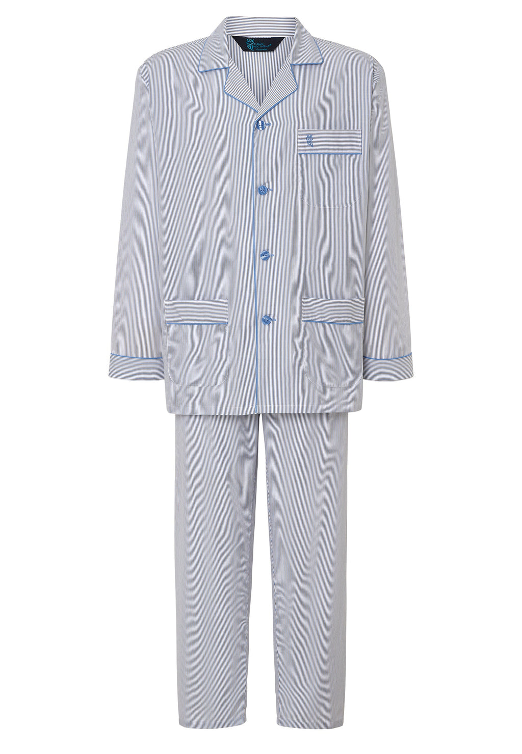 Pijama Hombre Largo Solapa Algodón Popelín Rayas - Beige 2992_10