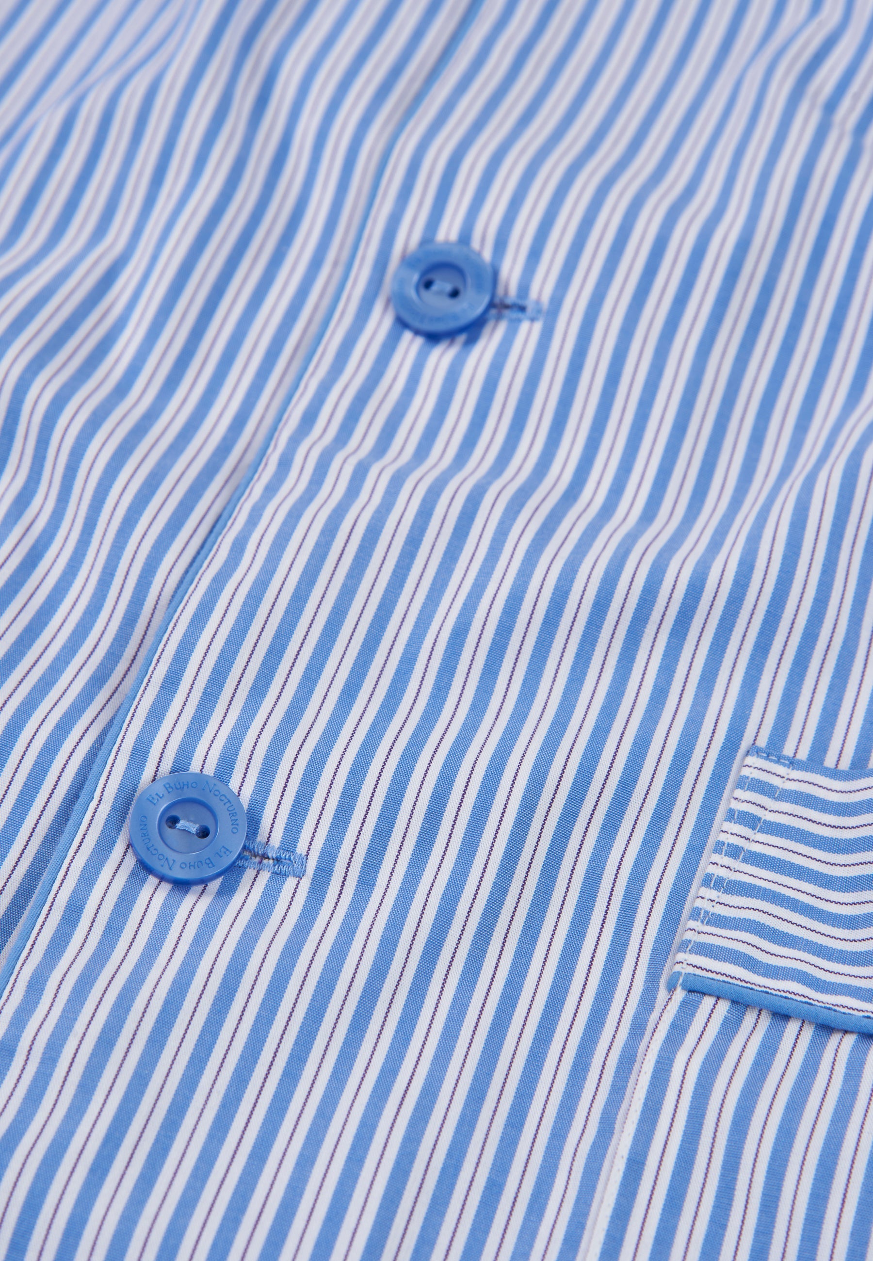 Pijama Hombre Largo Solapa Algodón Popelín Rayas - Azul 2993_36
