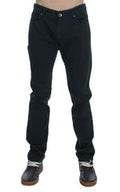 Men's Green Cotton Denim Stretch Straight Fit Jeans Clothing