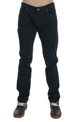 Men's Green Cotton Denim Stretch Straight Fit Jeans Clothing