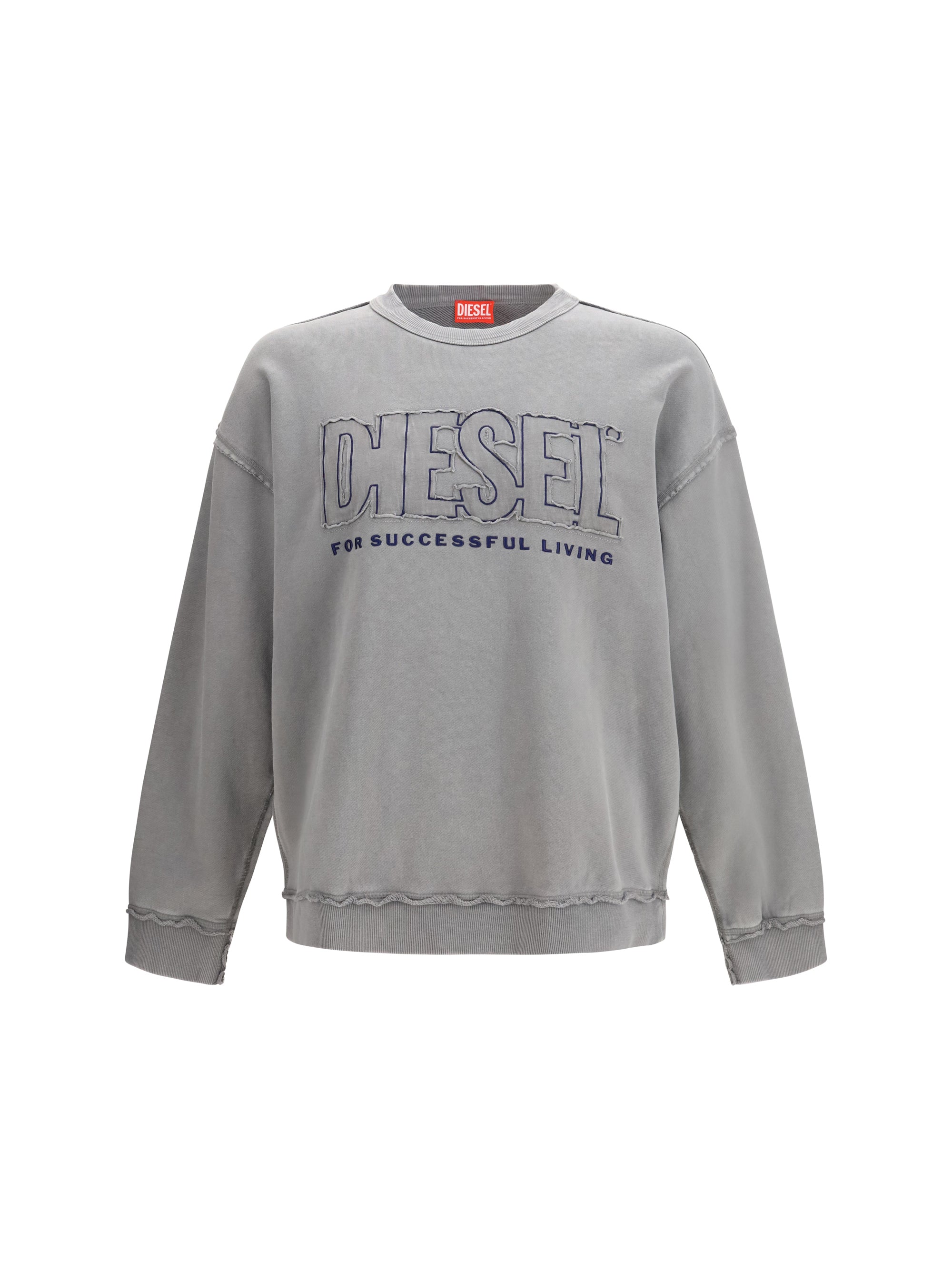 Diesel Raw-Cut Crew Neck Sweatshirt — Gray