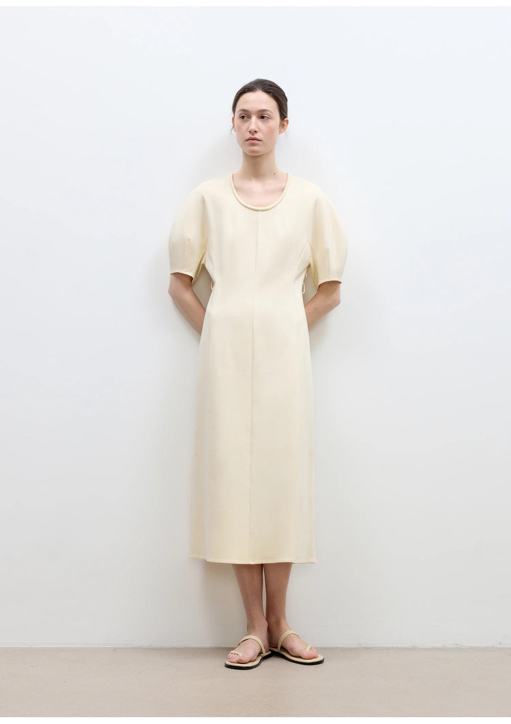 April Story 3D U-neck split waist curved skirt knitted dress for women