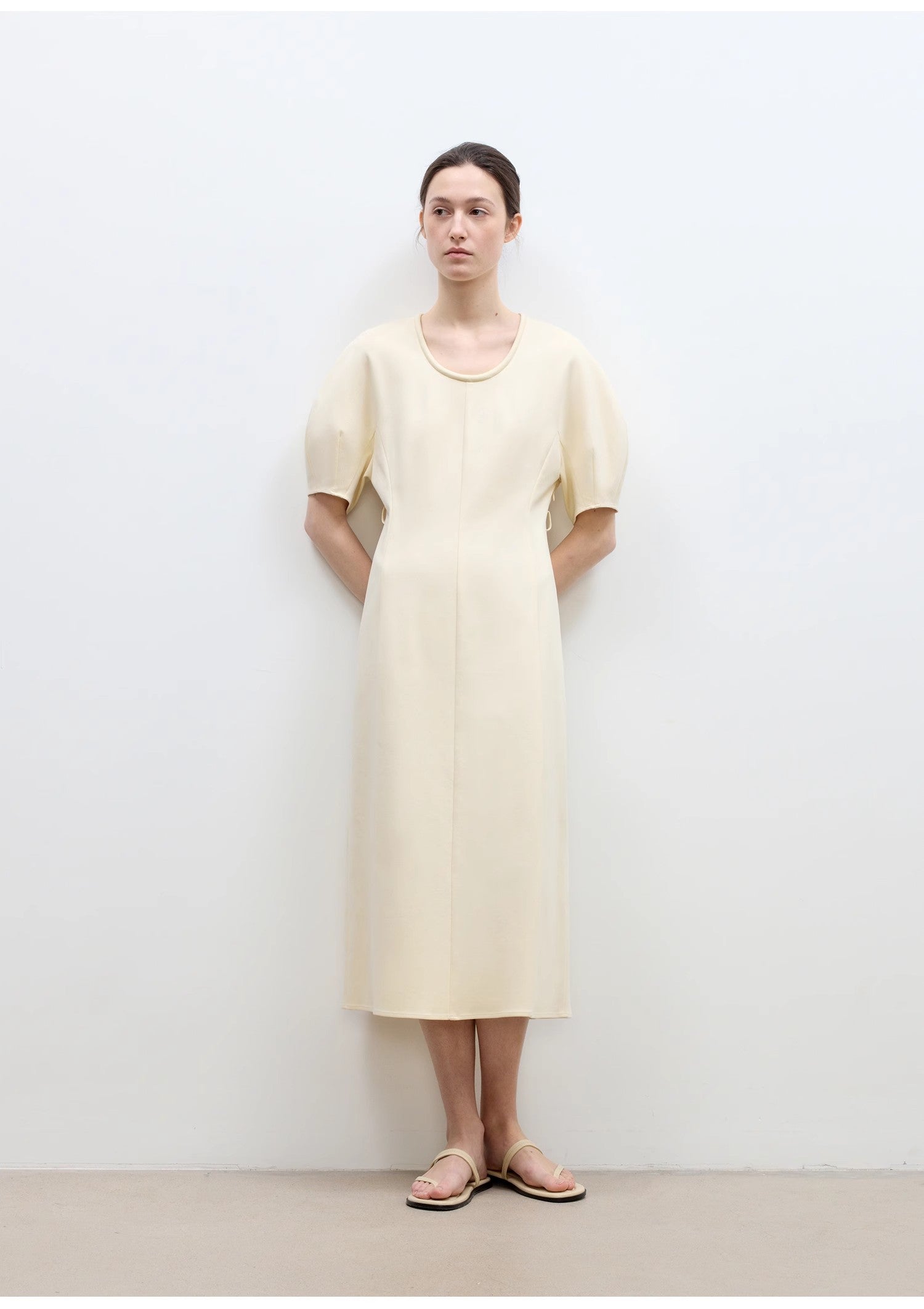 April Story 3D U-neck split waist curved skirt knitted dress for women
