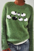 Round Neck Animal Pattern Pullover Sweater(in 2 Colors)