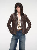 Phantom of the Floating Palace imported oil wax sheepskin waist leather jacket from New Zealand