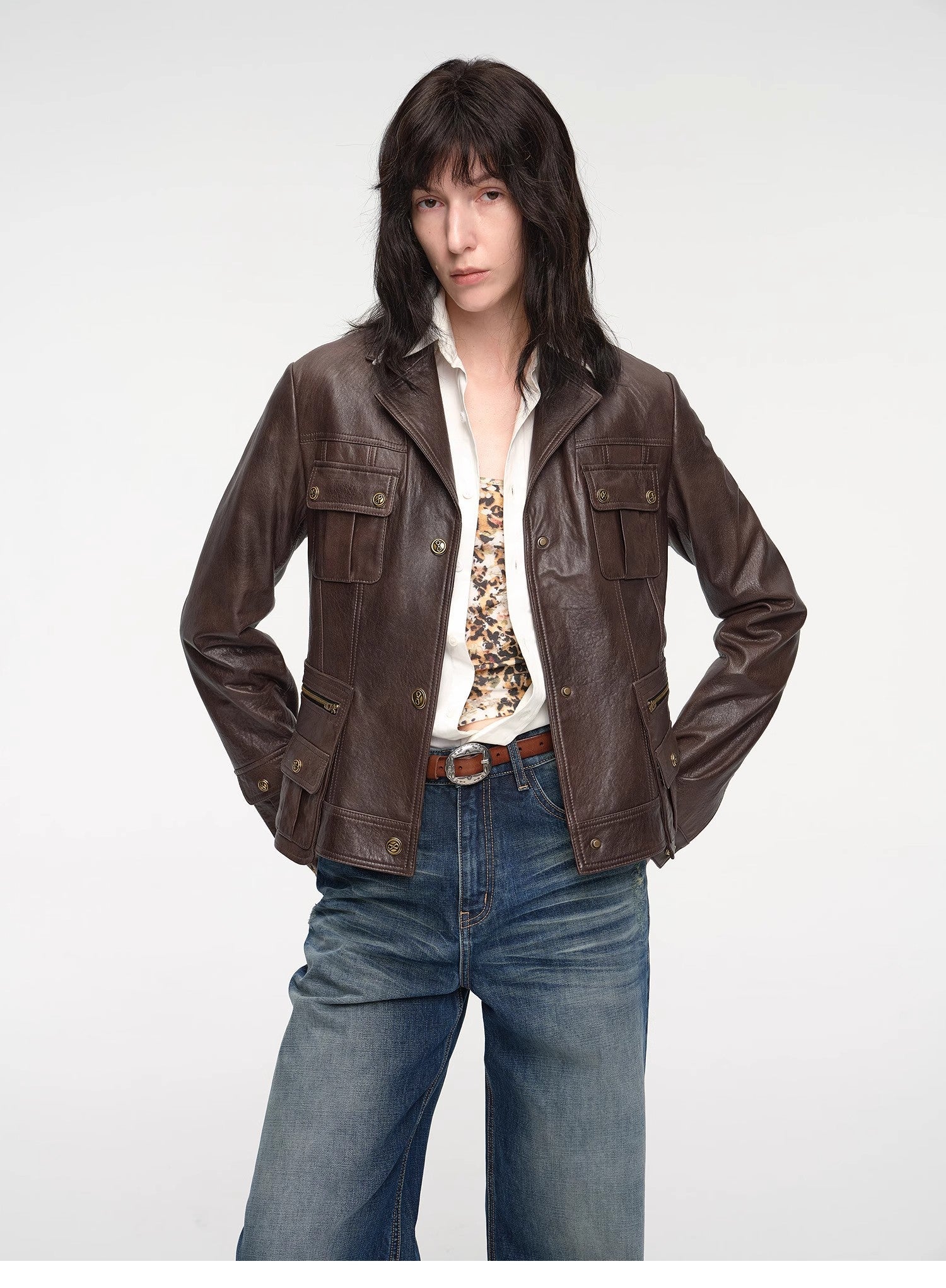 Phantom of the Floating Palace imported oil wax sheepskin waist leather jacket from New Zealand