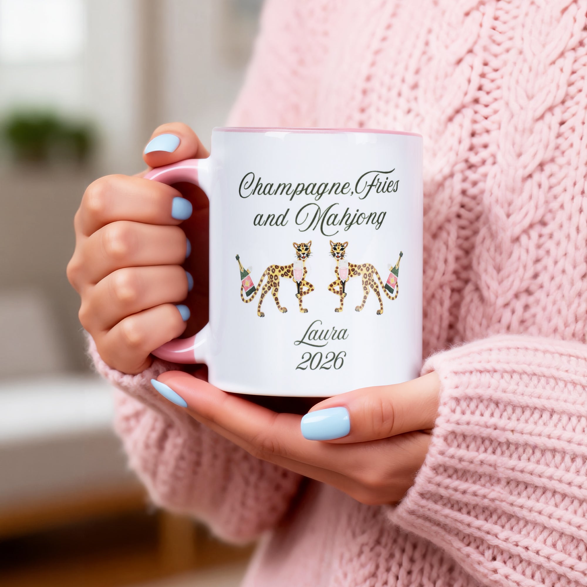 Personalizada Mahjong Cheetah Dragon 11 oz 15 oz Taza de Cerámica con Nombre Mahjong Club Regalo de Cumpleaños para Mahjong Lover Player