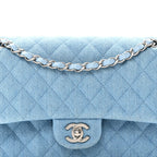 Chanel Denim Quilted Medium Double Flap Light Blue