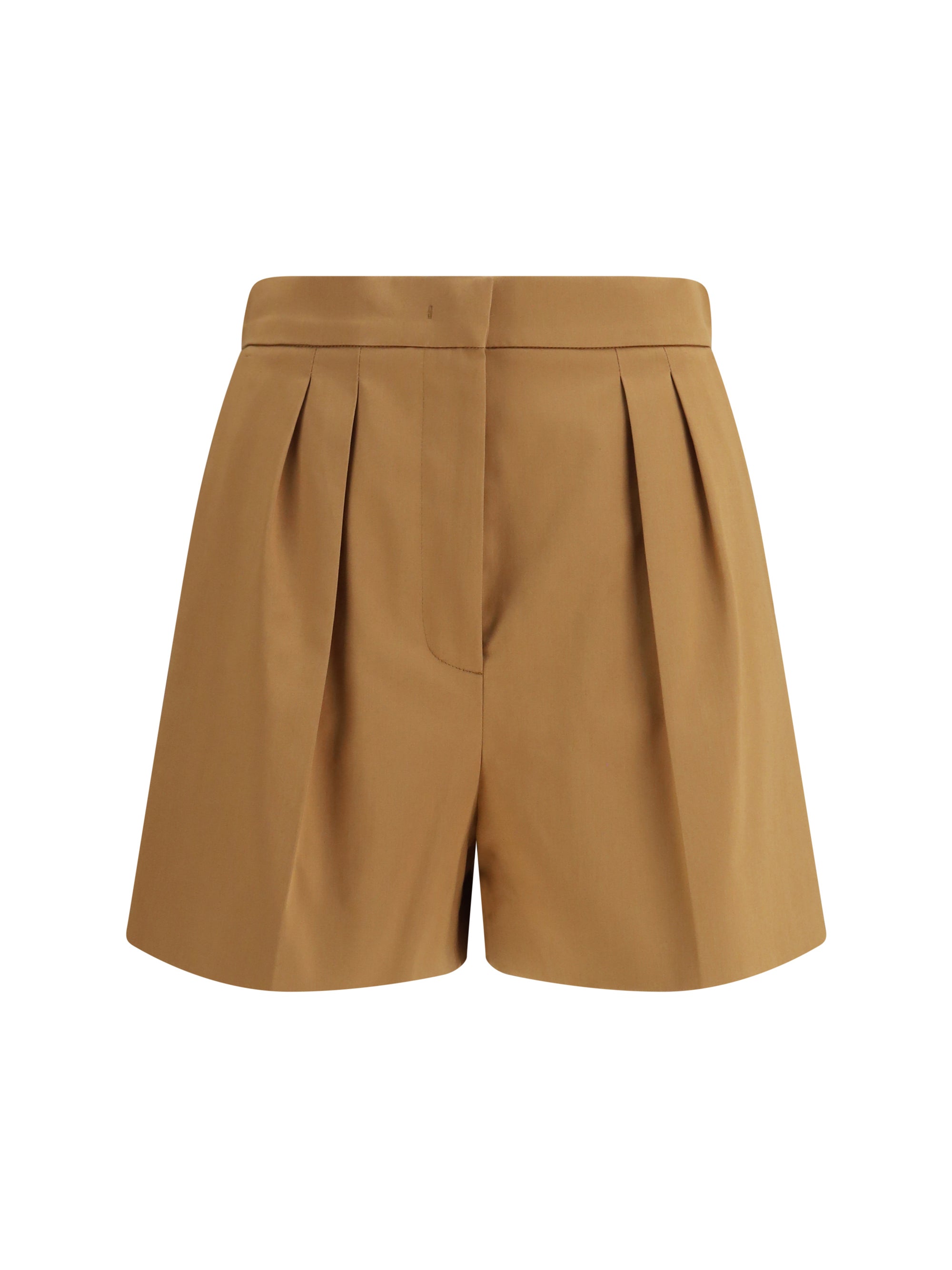 Max Mara Stretch Cotton Satin Shorts — Beige