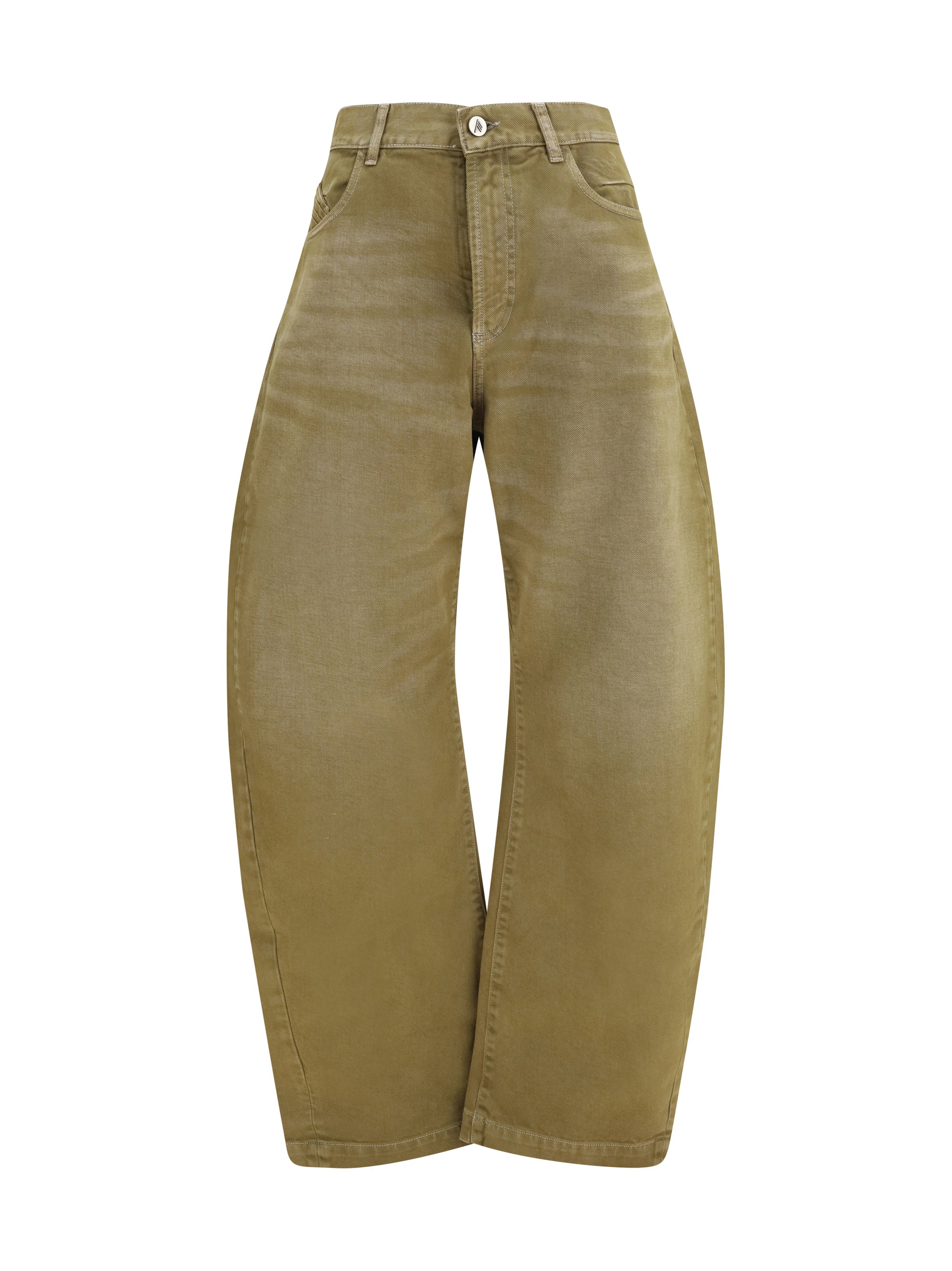 The Attico Wide-Leg Cotton Jeans — Beige