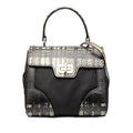 Tartan Saffiano Trimmed Tessuto Satchel