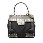 Tartan Saffiano Trimmed Tessuto Satchel