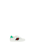 Zapatilla de piel Gucci con banda web - Blanco